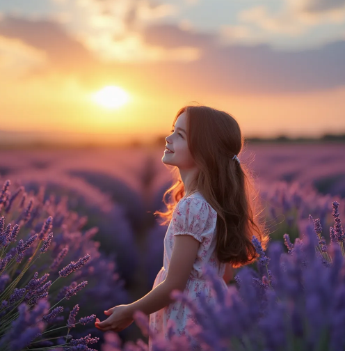 Girl in Lavender Field